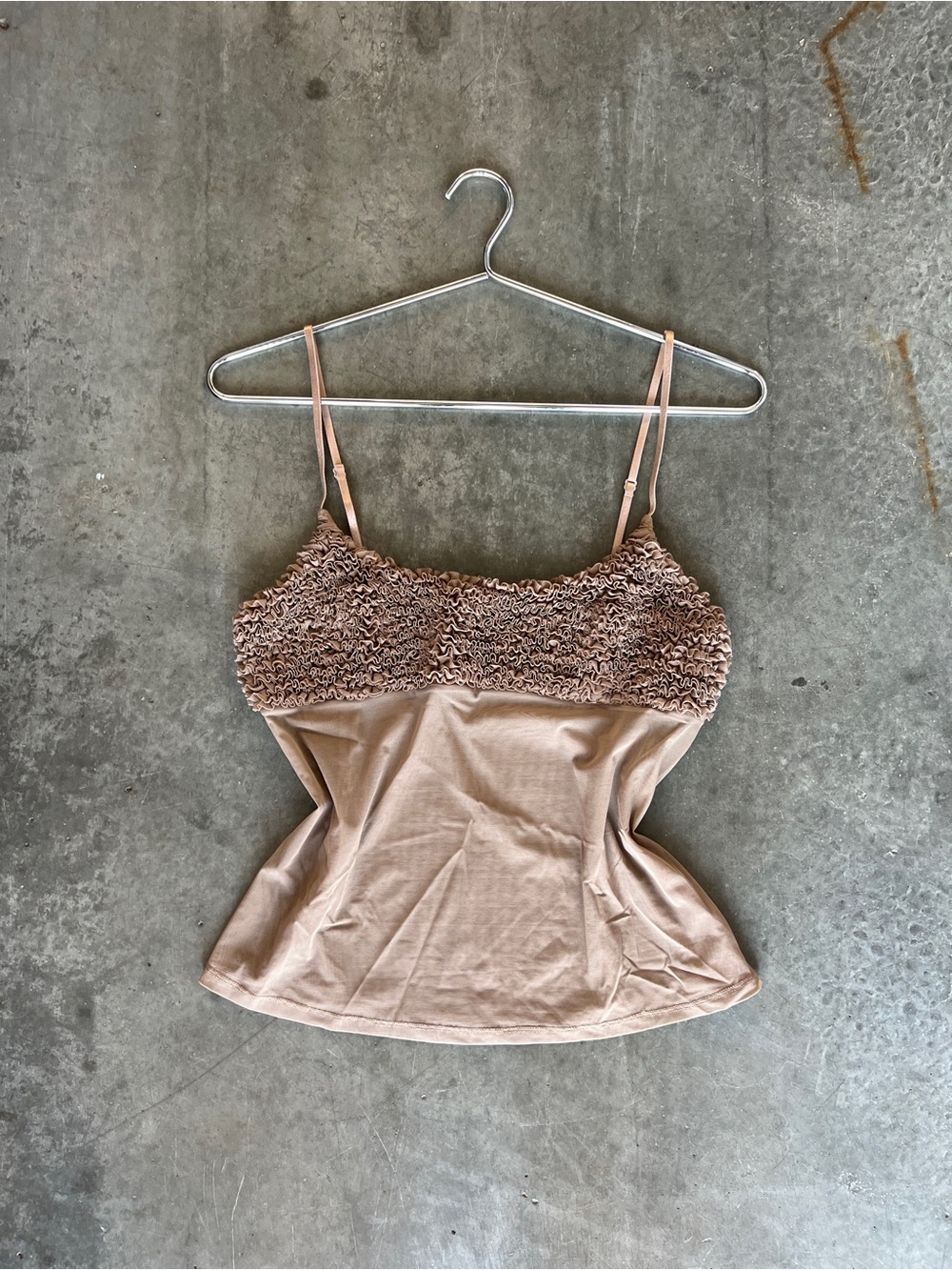 Vintage La Senza Women’s Beige Ruffle Bust Cami Top